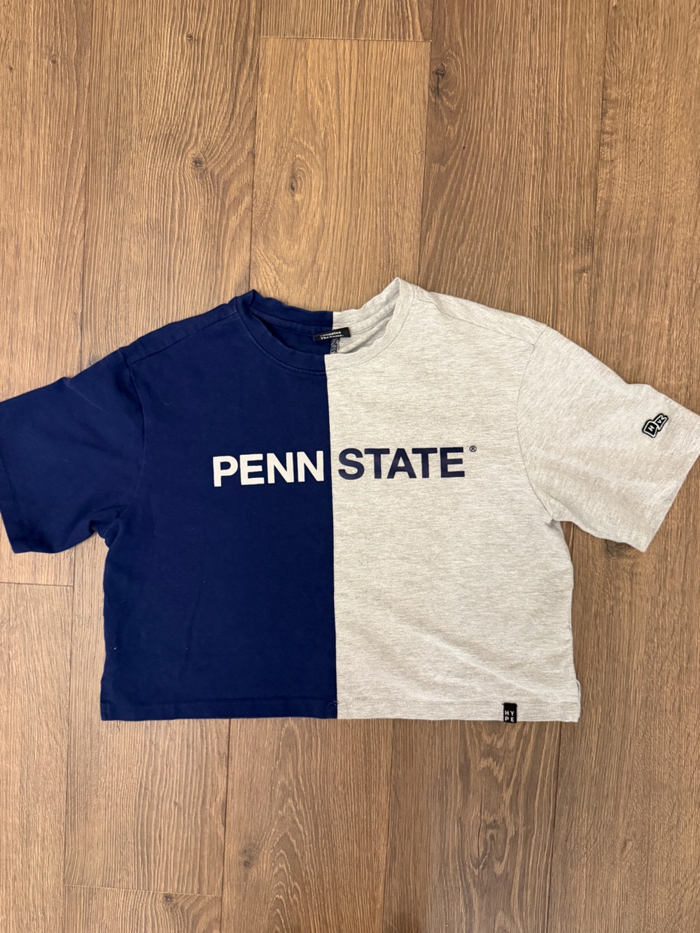 Hype & Vice Penn State Nittany Lions Colorblock Graphic T Shirt Gray Navy XS